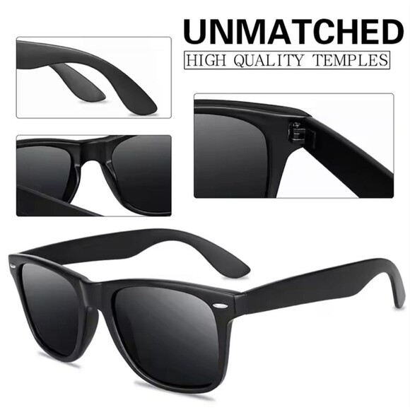 Classic Square Polarized Sunglasses Men Women Retro Black Sun Glasses Male - Picture 4 of 11